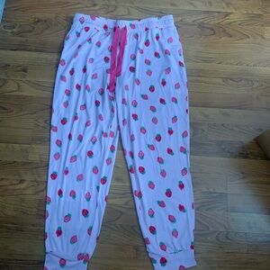 Womens Strawberry Print Pajama Bottoms - Pink